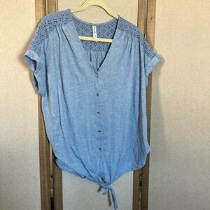 FINAL MARKDOWN Perseption Blue tie front top 2x